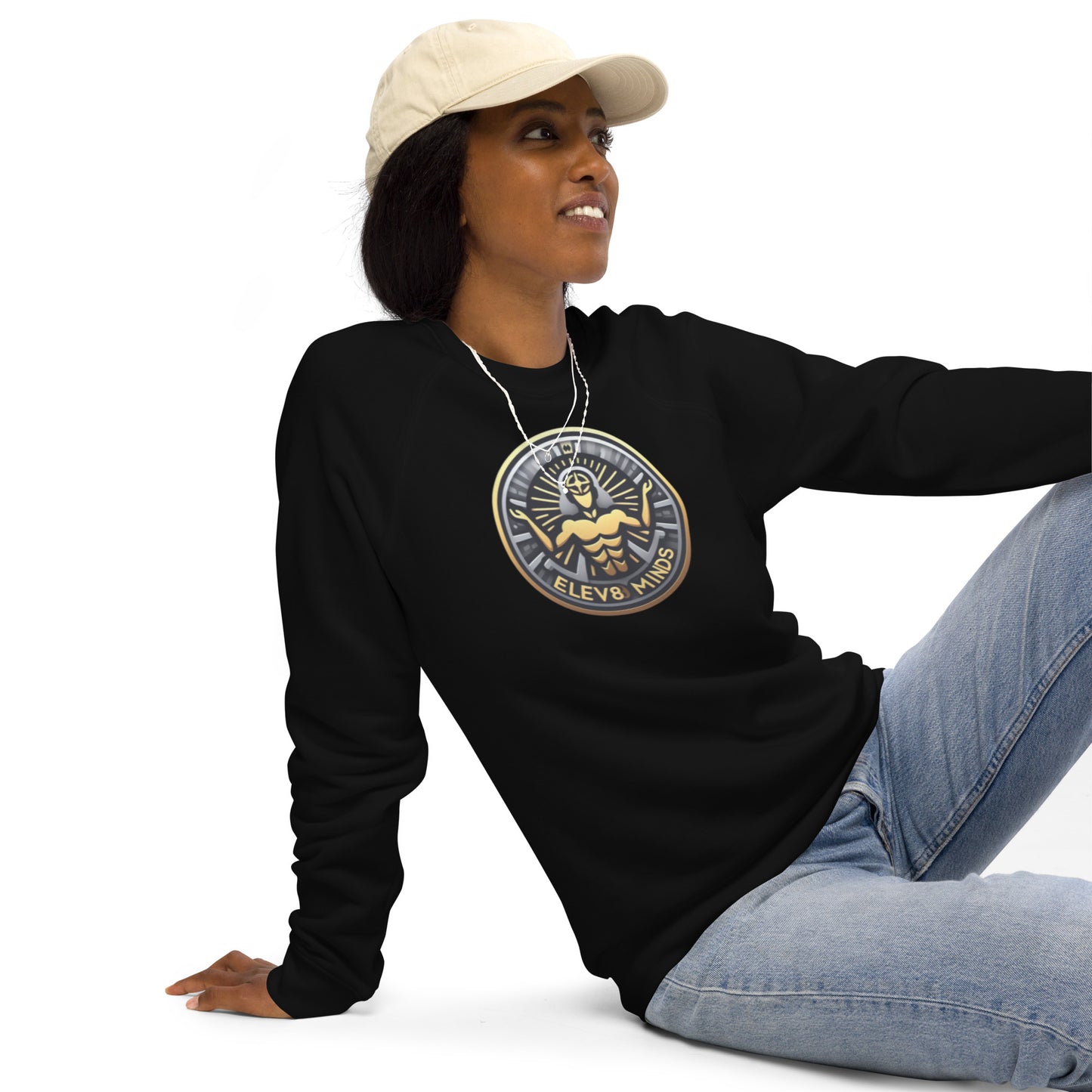 Elev8minds Adult Unisex organic raglan sweatshirt